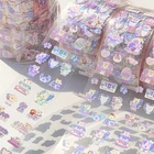 Sticker Custom Kawaii Transparent Vinyl Holographic Glitter Roll Sticker Cute Decorative Stationary Sticker Printing