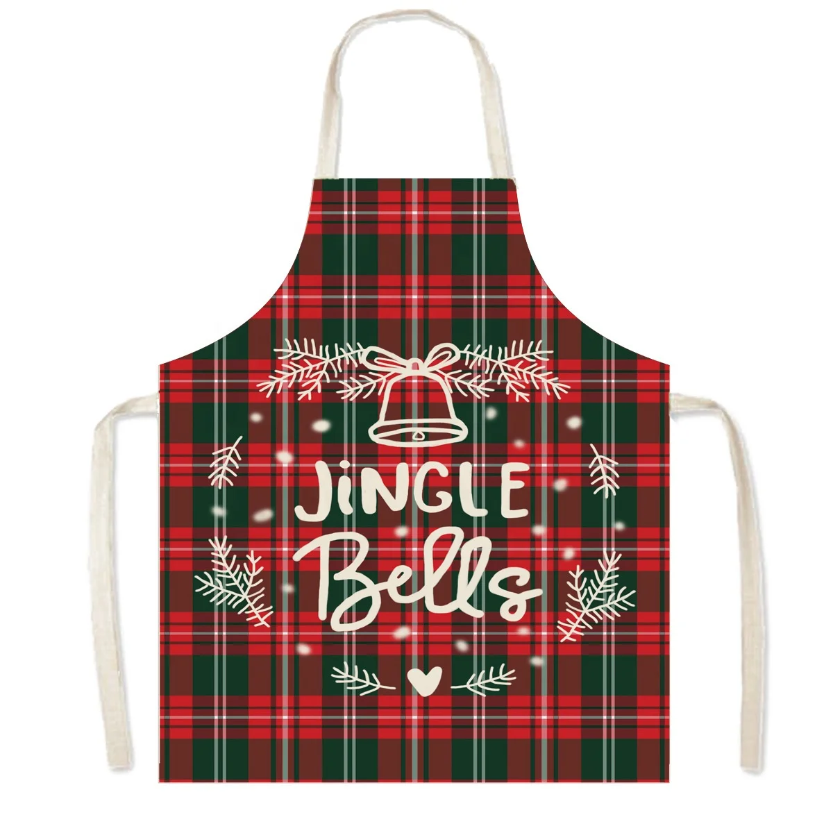 Linen Christmas Red Plaid hang cheap Apron Sublimation Parent-child Oil Resistant Sleeveless gingham aprons Organic Cotton Whole