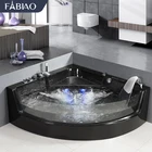 Bath FABIAO Baignoir Luxe Villa Home Use Adult Large Black Glass Massage Bathtub Love Triangle Bath For Couples