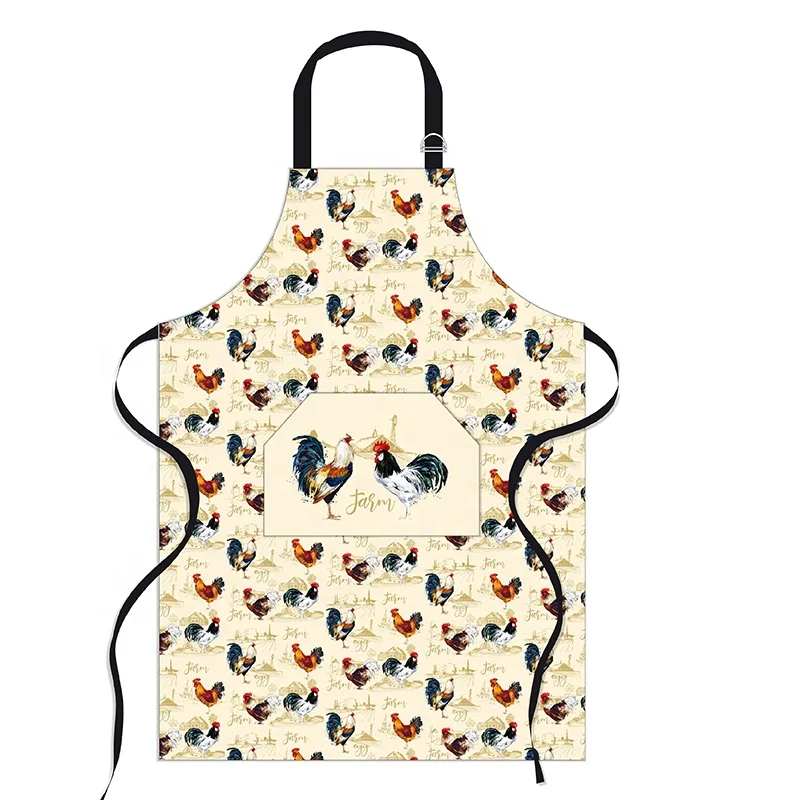 Wholesale Cooking Printed Animal Aprons Customized Logo Cotton Kitchen Anti fouling Aprons For Woman Men