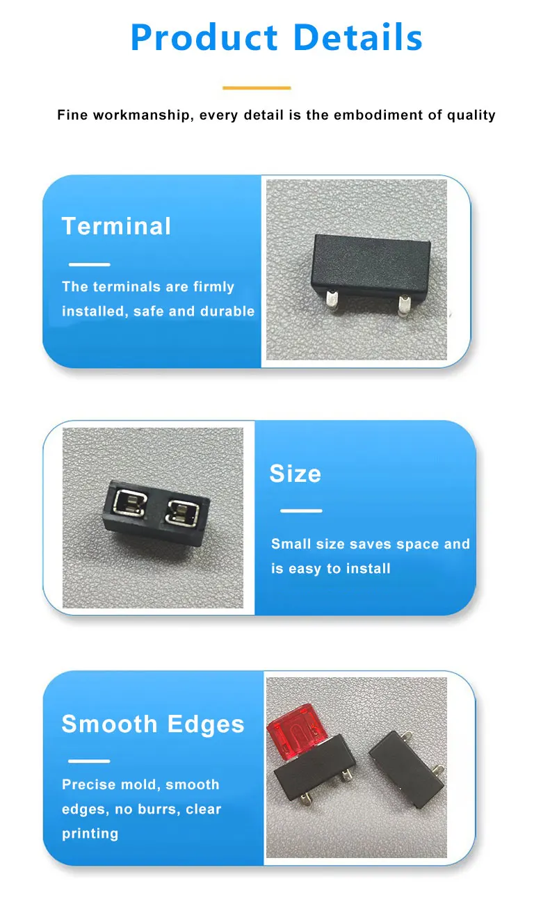 20A Max Current 10 kA Breaking Capacity PCB Mount Blade Fuse Holder for Automotive Applications