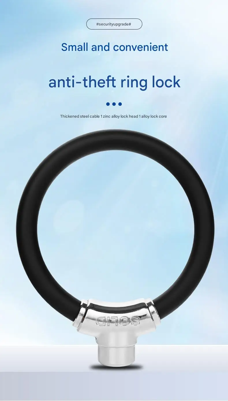 Portable Blue Steel Cable Alloy Lock Ring Bold Anti-Theft Security Motorbike Lock for Mountain Bikes
