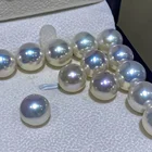 Pearl 2-12mm Round Natural White Freshwater Aquaculture Real Pearl Beaded Jewelry Bag Box Bulk DIY
