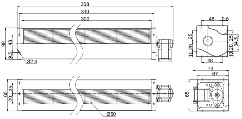 Cross Flow Fan, PBM, 115V, 0.32A, 20W - detail 8