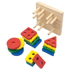 Popular Amazon 17 Pcs Geometry Silicone Baby Stacking Toys Blocks Montessori Rainbow Silicone Teether