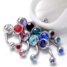 10pcs Assorted Colors Surgical Steel 14G Navel Piercing Hypoallergenic Lead Nickel Free Belly Button Ring Zircon Body Jewelry