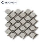 Shell Tile Marble Waterjet Mosaic Tile Moonight Beautiful Flower Waterjet Marble Mix Shell Mosaic Tile
