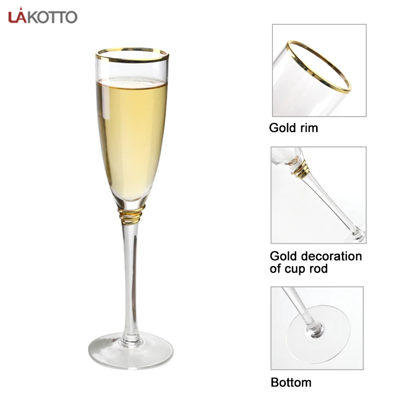 Champagne Drinking Glasses Luxury High-End Custom Round Cheap Red Wine  with Gold Line design