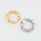 Hoop Personalized Stainless Steel Jewelry Gold Plated Smooth Bamboo Hoop Earrings Women For Women