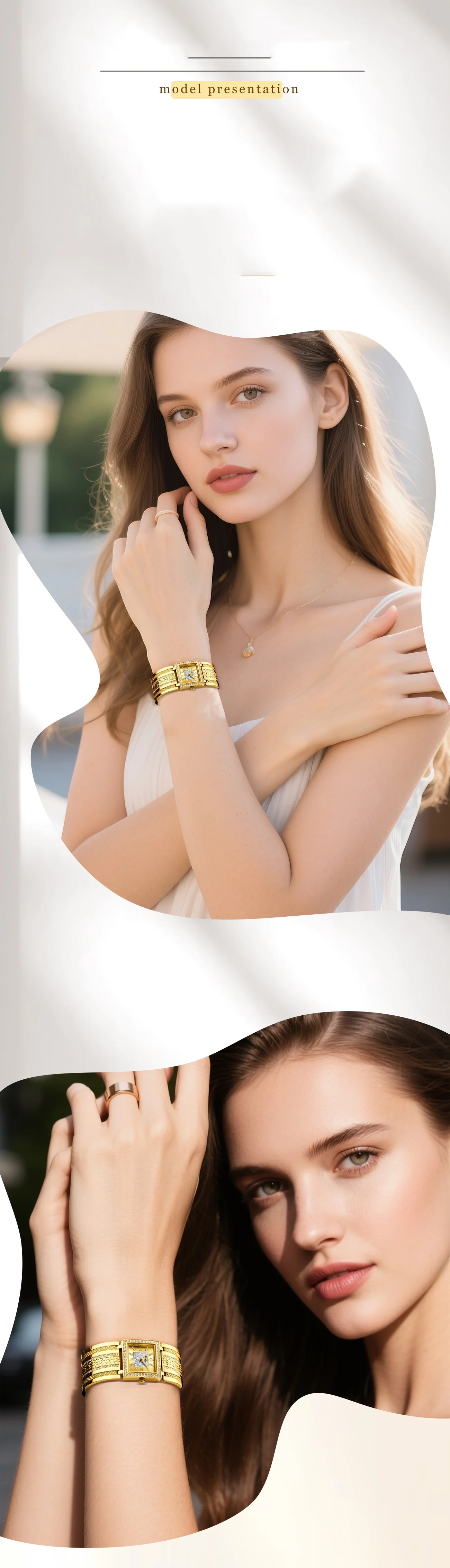 Orimart Gold Square Women's Quartz Watch Luxury Diamond Dial Pointer Diamond-Studded Alloy Strap 3BAR Water Resistant