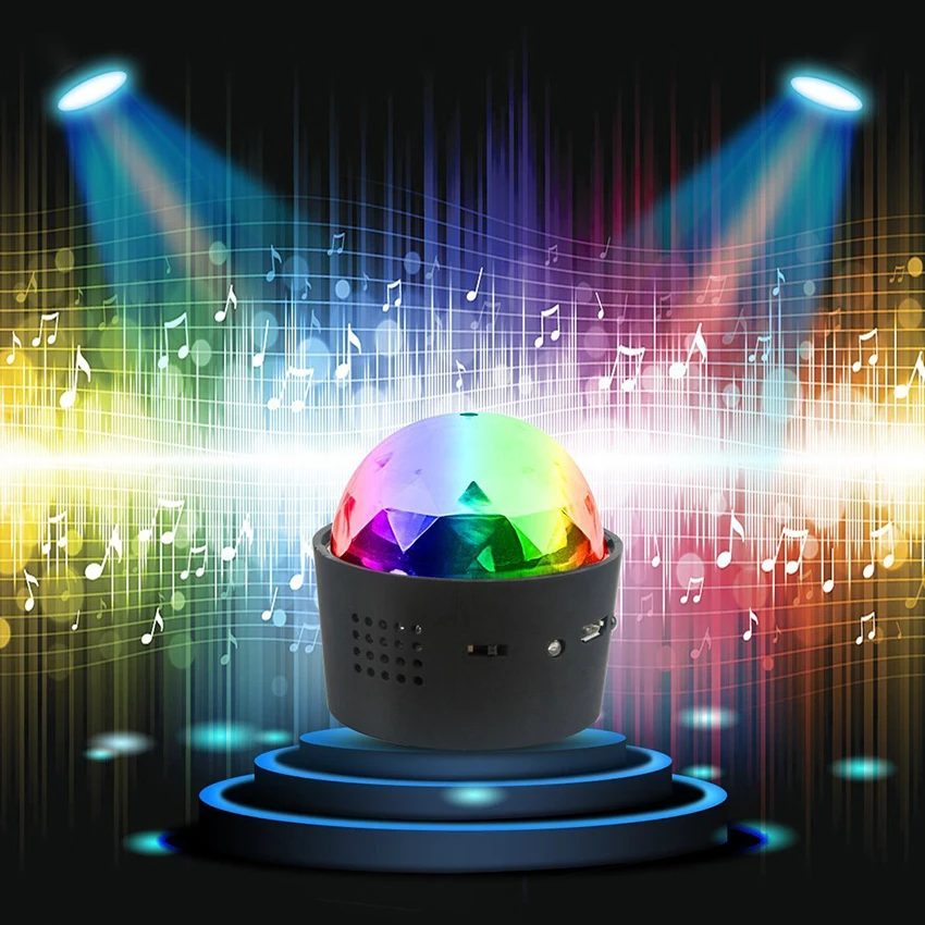 USB Car Music Rhythm Sound Disco DJ Stage Interior Light LED RGB Ball Lamp Light 