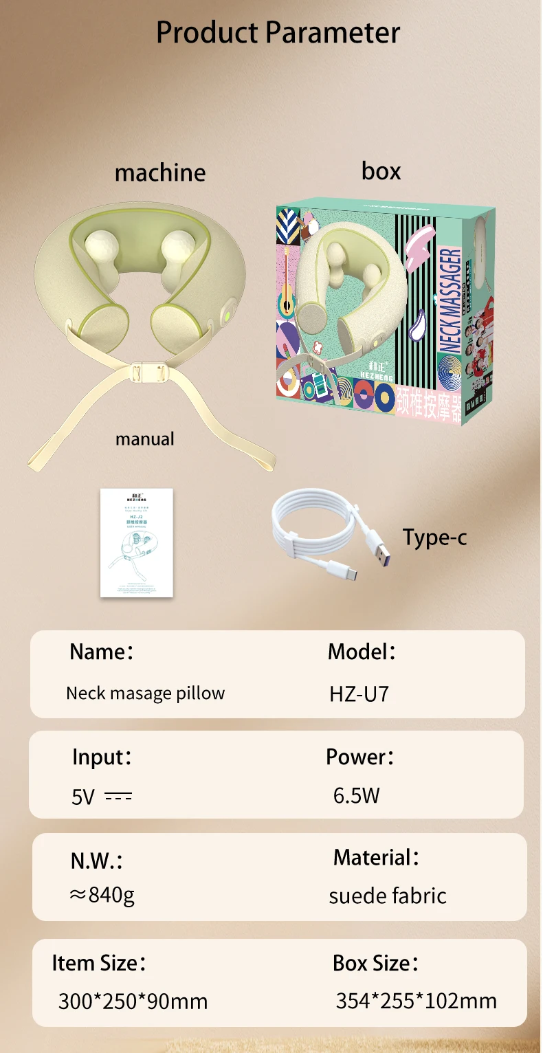 2024 New Design Hot Compress Neck & Shoulder Massage Equipment 5D Rotation Kneading Cervical Massage Pillow Deep Tissue Relax