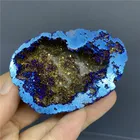 Blue Stone Wholesale Electroplate Agate Geode Natural Blue Crystal Stone For Healing Gift