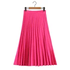 Long Skirts Women Skirt 2 Colorway Office Lady Style Fashion Women Pleated Long Summer Satin Skirts