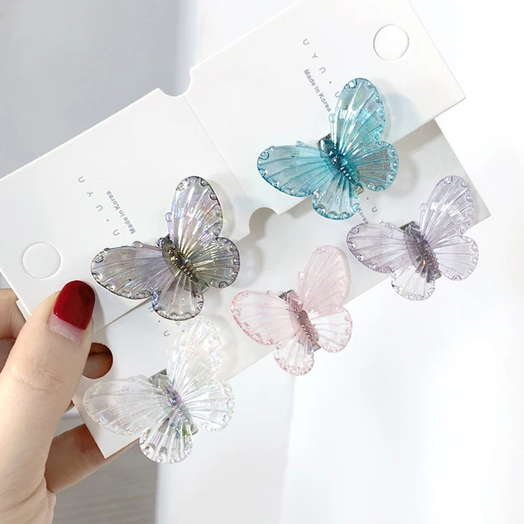 wholesale  Colorful butterfly mini  hairpin crystal clip side clip Korean headwear women