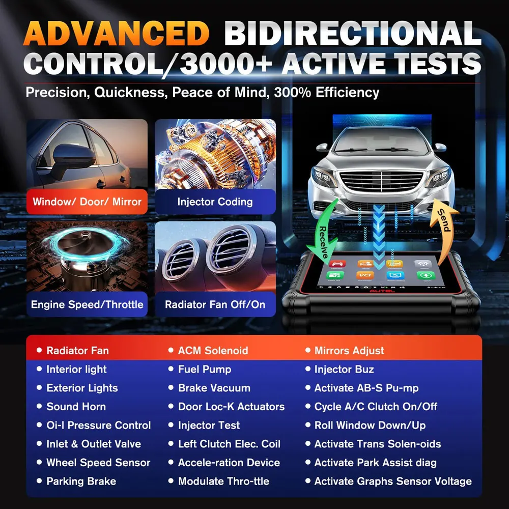 Autel MaxiCOM MK900BT MK900-BT Bidirectional Diagnostic Scanner Update of MX900 MK808BT MK808S CAN-FD&DOIP