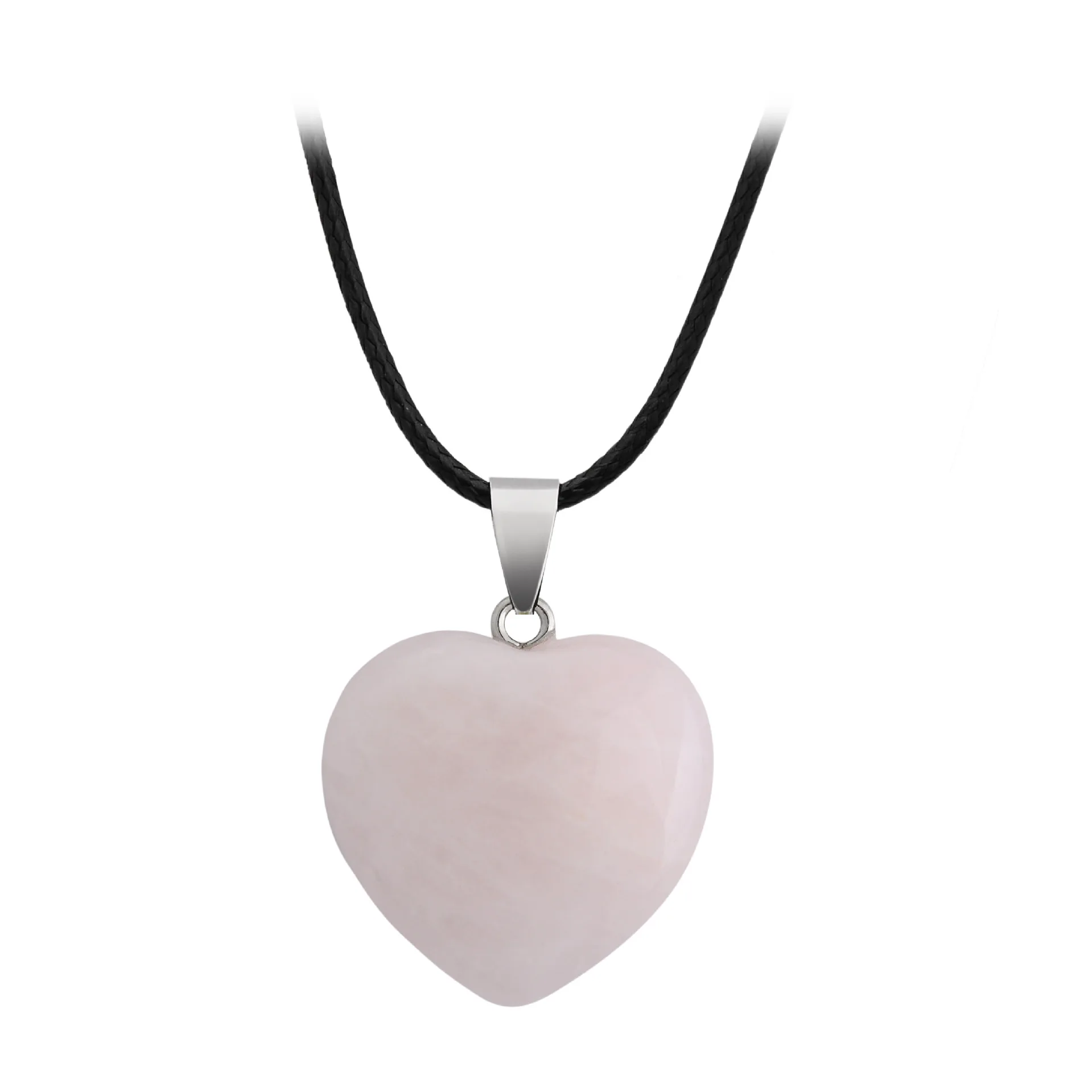 100% Natural Crystal Stone Heart Stainless Steel Pendant For Women DIY Gemstone Agate Pendant Necklace Jewelry