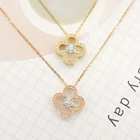 Jewelry Luxurious 18k Real Gold Clover Pendant Necklace With Diamond For Women 1000s Jewelry