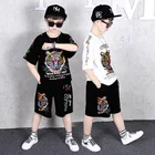 Set Boys' Summer Suit 2021 Boys' Short Sleeve Suit Summer Suit 4-12 Year Old Children's Clothing Set