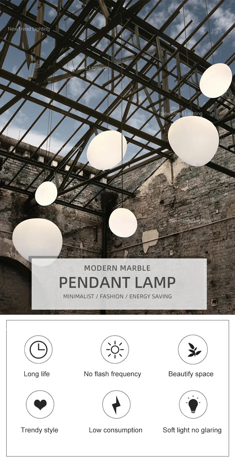 New Product Indoor Decoration Chandelier Dining Room Bedroom Stone Shape LED Pendant Light Alabaster Pebble Chandelier manufacture