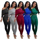 Clothes Hot Sale Fall Women Clothes Sexy Oblique Shoulder Solid Color Two-piece Suit Casual Sportswear For Women