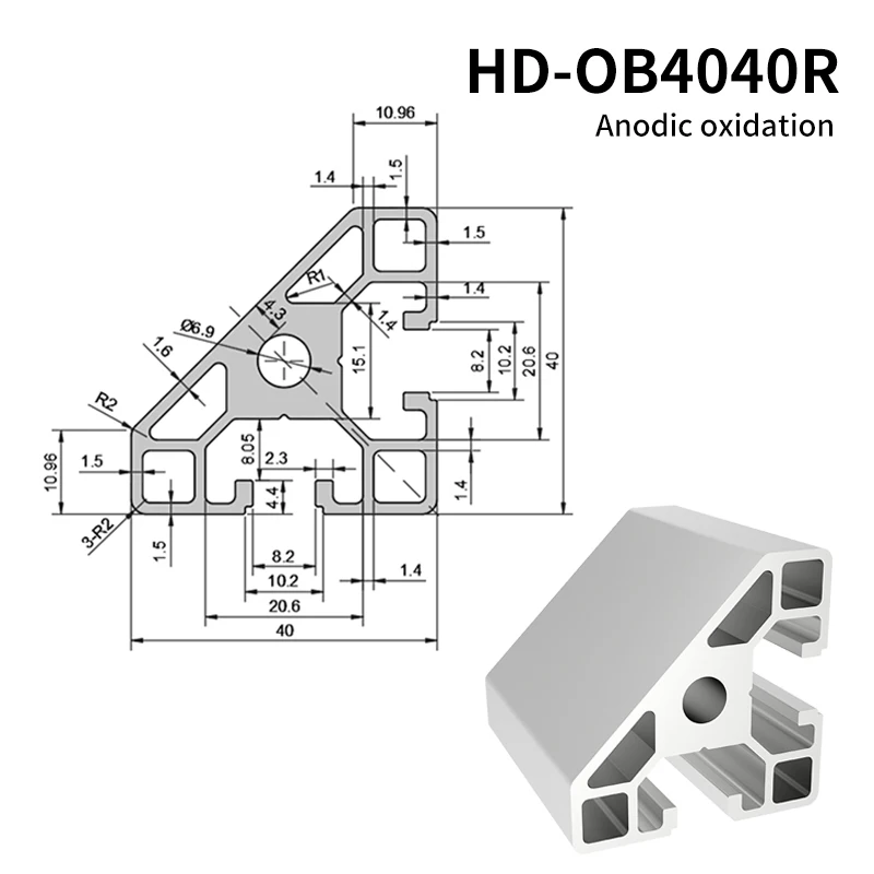 4040R Inclined Frame Profile 4040X Industrial Aluminum Profile Frame Customization Manufacturer Automation supplier
