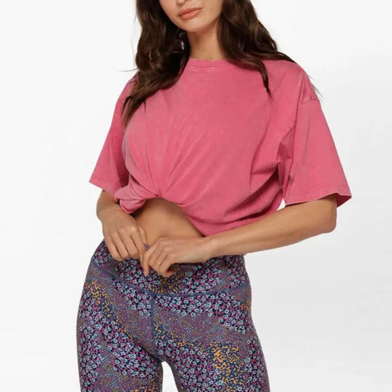 ECBC Top Selling Soft Cotton Fabric Customized Row Neck Design Peach Pink Women Oversized T-shirt Plus Size