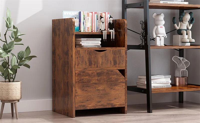 YQ FOREVER Vintage Style Beside Table Cabinet Nightstands Living Bedroom Furniture