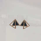 Black Stud Earrings Promotional Top Quality 18k Gold Plated Triangle Hoop Black Stud Earrings