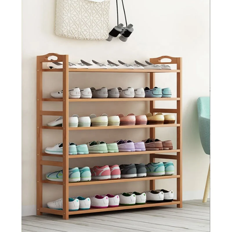 Shoe rack Bamboo simple household doorway Economical dust-proof shoe cabinet Solid wood province space storage shelf