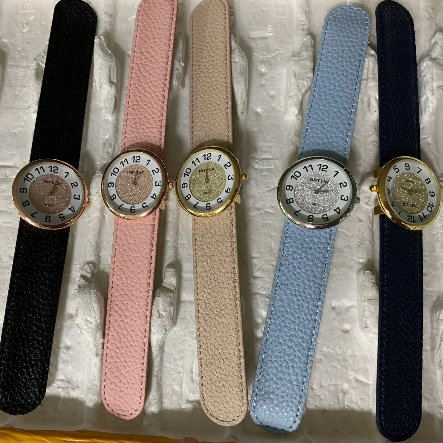 Multicolor Strap Wristwatch Movt Quartz Watch Luxury Star Dust Dial Style Japan Movement Slap Wrist Watch