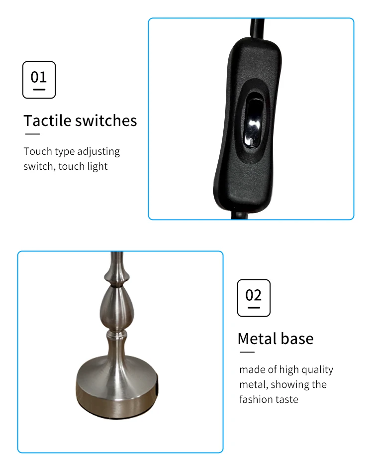 Simple style hotel bedroom light grey linen table lamp