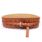 Leather Women Belt New Vintage Fashion Hollow Lace Up Corset Bandage Wide Leather Women Belt
