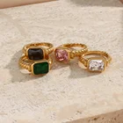 Ring Cz Stainless Steel Ring With Cz Jewelry Cz Ring Big Diamond Pink White Green Black Zircon Ring