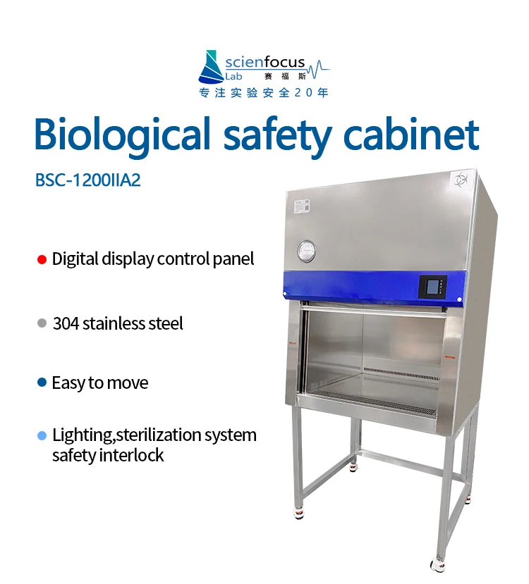 BSC-1500-IIA2 Stainless Steel Class 2 Biological Safety Cabinet School University Hospital Lab Equipment for Workshop Use Direct