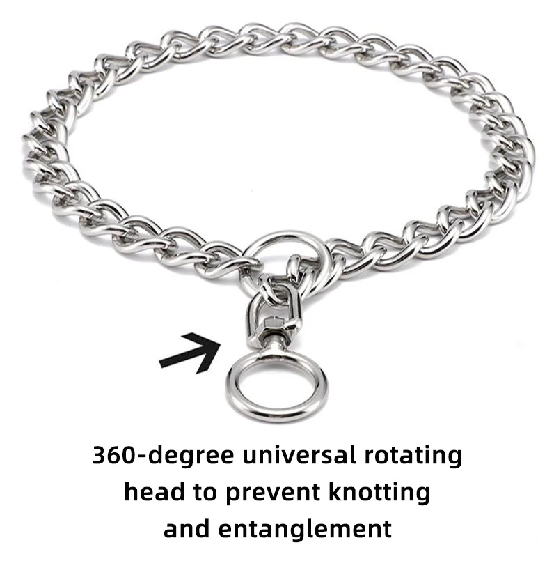 10.6MM/15MM/19MM Width Pet Collars Dog Chain Stainless Steel P Chain Rotating Buckle Choke Dog Chain for Medium and Large Dog