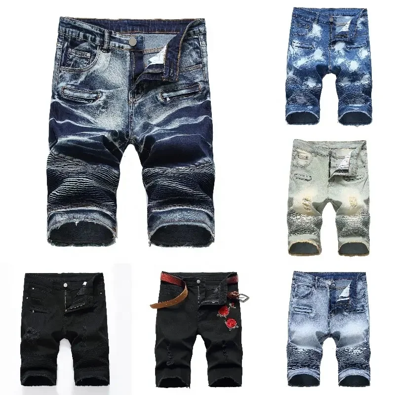 Men Fitness Shorts Youth Slim Mens Chino Casual Short Pants Custom Blue Jean Cotton Denim Shorts Men