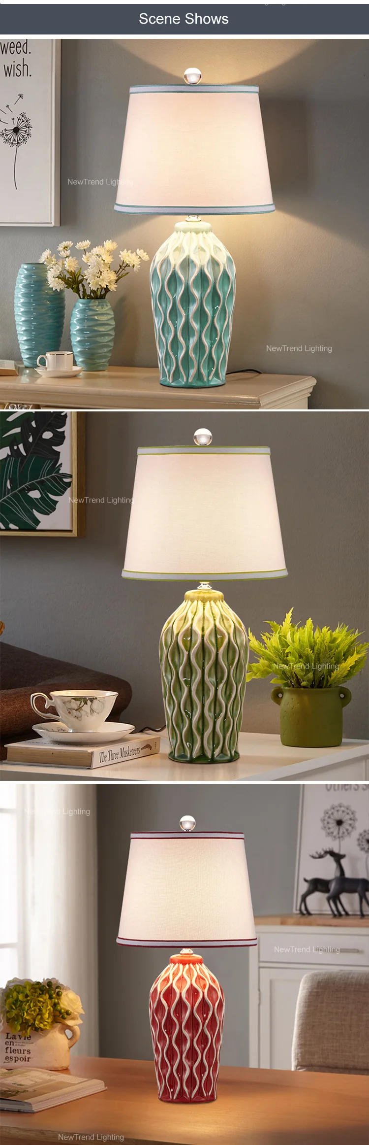 tr0020 indoor decoration restaurant nordic style hotel room bedroom vintage ceramic fabric led table lamp-3