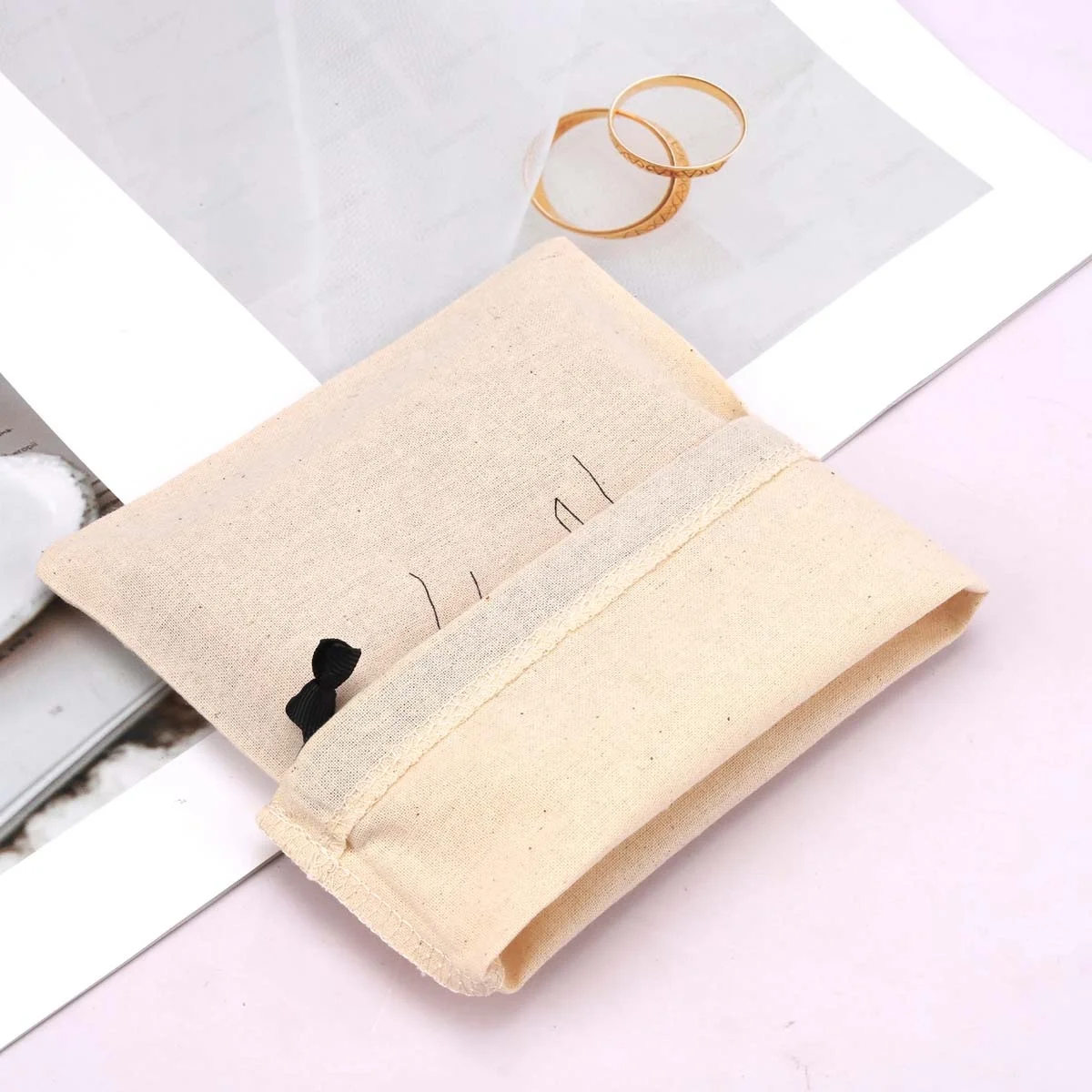 High Quality Eco-friendly Cotton Packing Bag For Candy Custom Logo Printing Recyclable Muslin Drawstring Gift Dust Pouch
