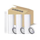 STOCK IN USA Sublimation Blanks White 20oz 30oz Stainless Steel Straight Blank Sublimation Tumbler With Straw