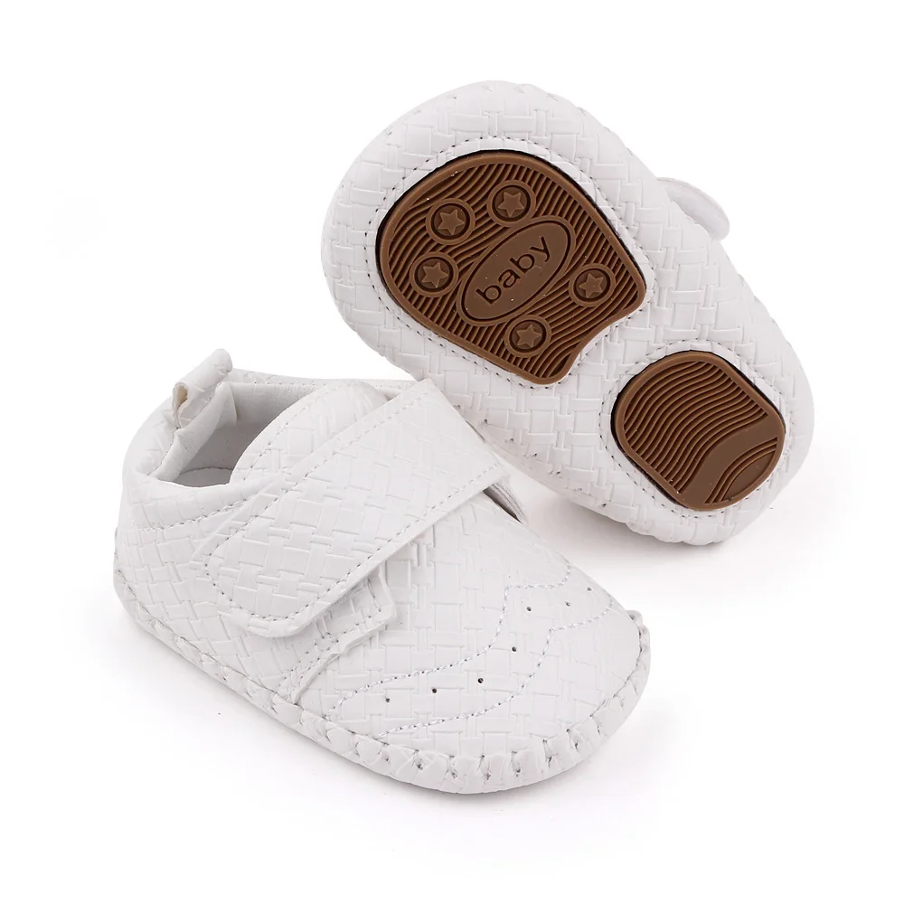 Baby Shoes for Boys Pure Color PU Leather Infants Simple Casual Soft Sole Non-slip Toddler Shoes manufacture