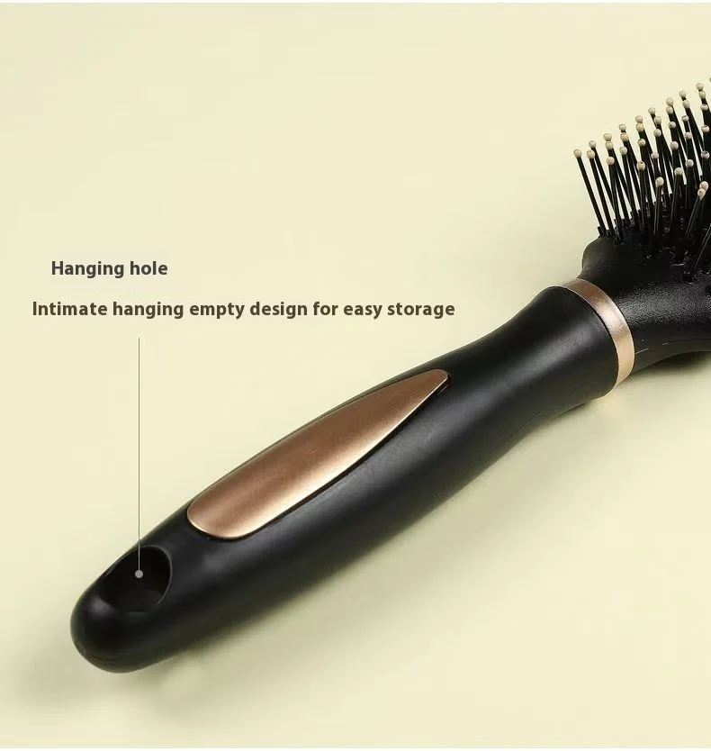 High Quality Black ABS Antistatic Rib Comb Salon Curly Hair Brush Set with Plastic Handle Custom Logo Home Use details