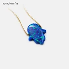Necklaces Hamsa Hand Opal Silver Necklaces 4Colors Synthetic Opal Hand Pendant Necklaces