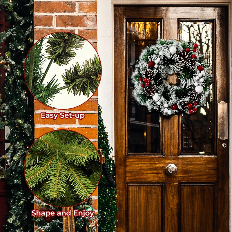 Door Hanging Outdoor Home Decor Christmas Wreath Pendants, Plain Christmas Wreath, Christmas Flower Wreath