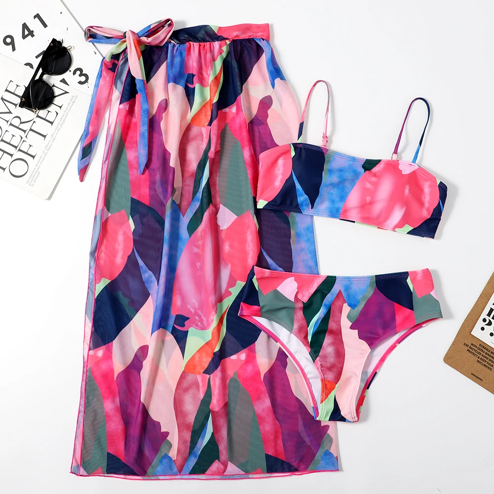 Tankini Tie Dye Color Block Swim Dress Skirt XXXXXXL Swimwear 