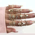 Hot Selling 17 Pieces Bohemian Ring Sets Fashion Gold Finger Rings Set Women Jewelry