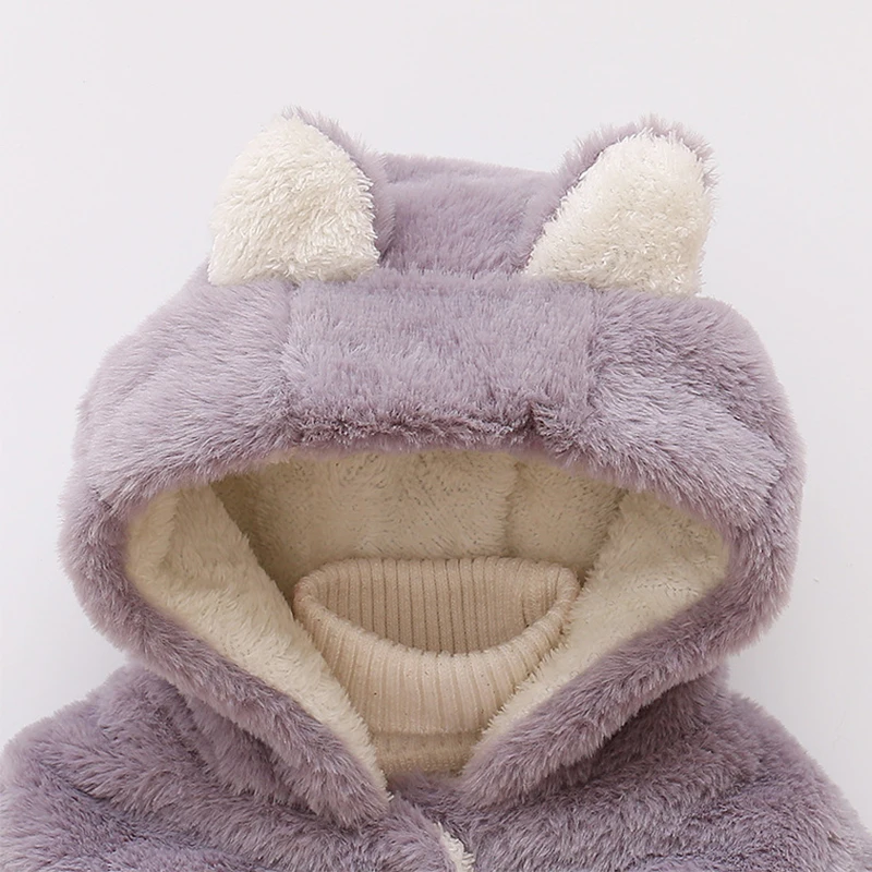 Winter Baby Girl Jacket Sweet And Cute Warm Hooded Rabbit Ear Wool Sweater