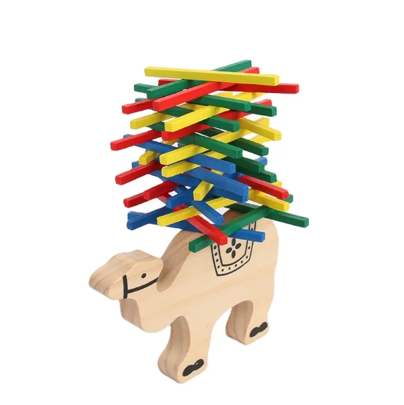 Hot Sale Cute Cartoon Animal Balance Wooden Educational Camel Toy Interactive Building Block Set