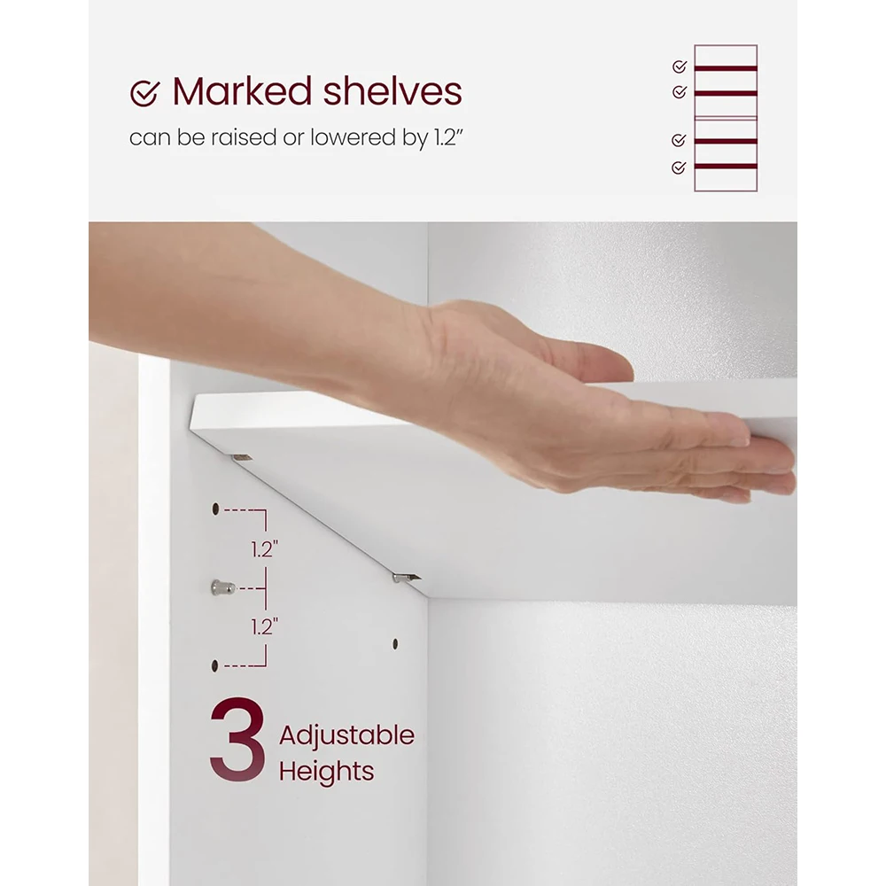 product wooden 6 tier modern bookshelf bookcase open storage 94x236x633 inches for living room home office dining room cloud white-2