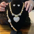 Jewelry 2021 Hip Hop High Quality Fashion Women 18 Gold Plated Alloy Rhinestone Jewelry Set